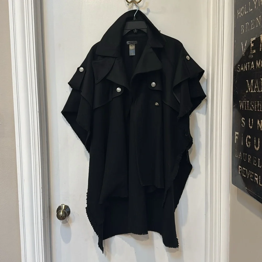 Rag & Bone Black Wool Trench Poncho Cape Jacket - Picture 4 of 9